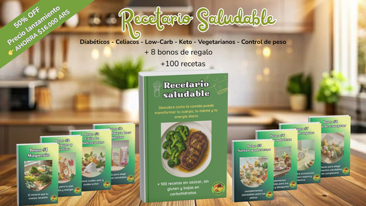 Recetario Saludable: +100 recetas sin gluten, sin azúcar y bajas en carbohidratos.